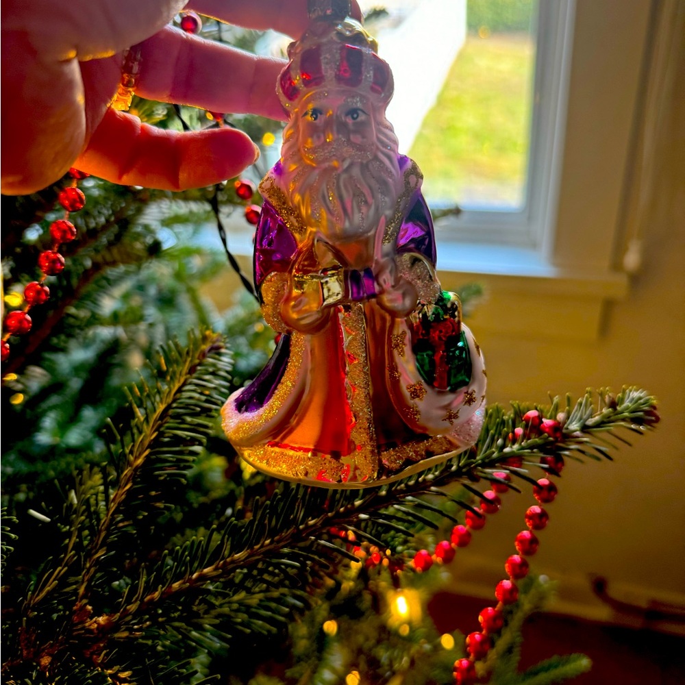 Santa, glass, vintage